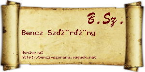 Bencz Szörény névjegykártya